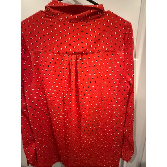 Rachel Zoe Red patterned tie blouse sz M - Picture 8 of 9